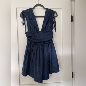 Navy dress with low cut top and back!